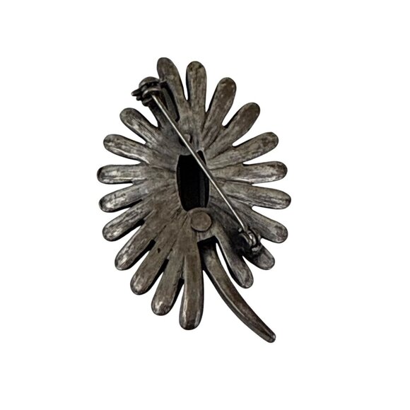 Vintage Sterling Silver Leaf & Petal Flower Brooch Pin 2.5" Mid-Century Modern - Picture 3 of 6
